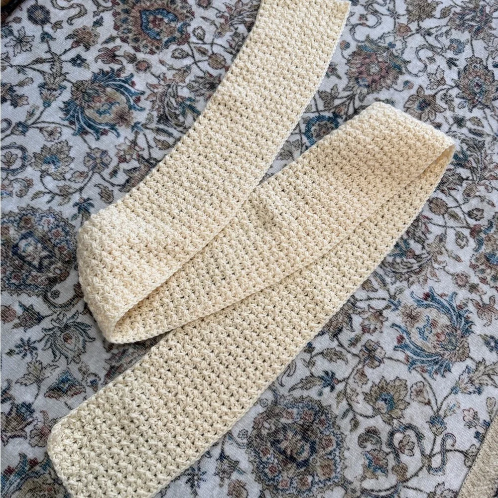 Vintage Handmade Cream Crochet Long Knit Scarf 71-73” Long Gift Wrapped